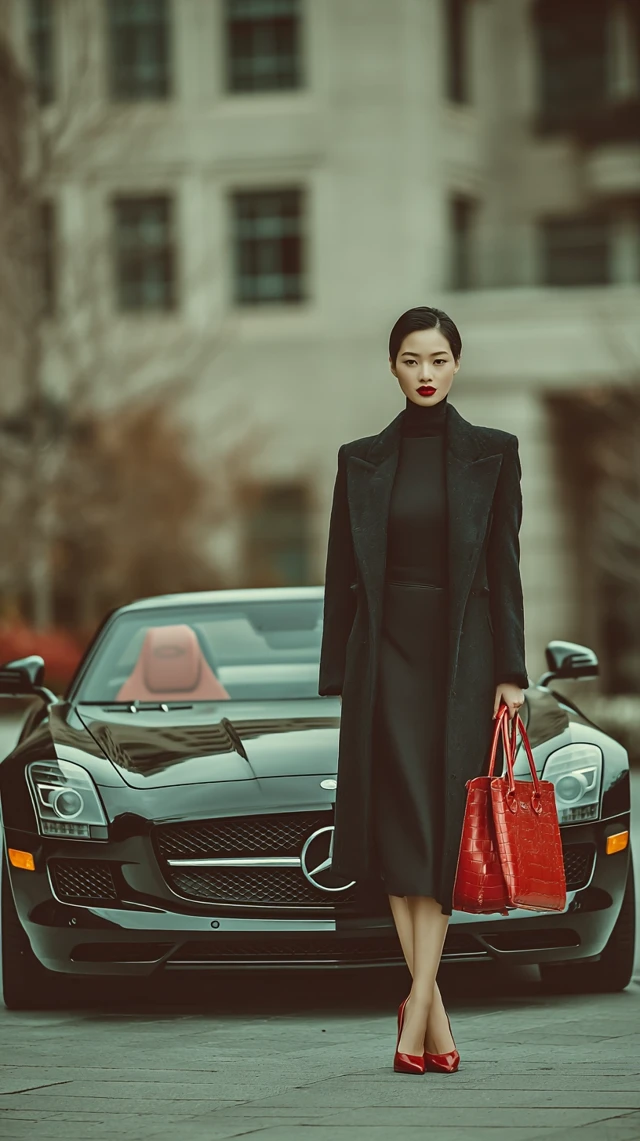 Elegant Woman with Mercedes Benz Luxury Lifestyle