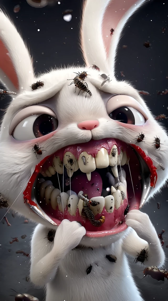 Scary Rabbit Bugs Disney Pixar Style Illustration