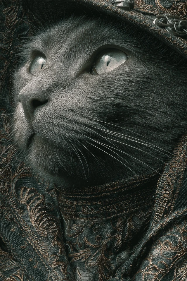 Futuristic Victorian Cat Surreal Art Illustration