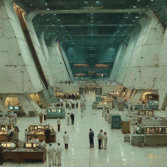 Futuristic High Command Bunker Oil Painting