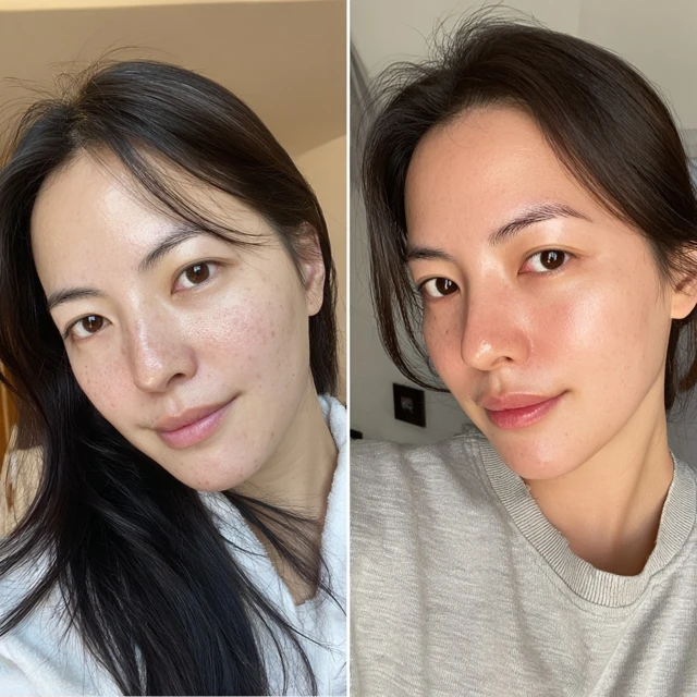 Skin Transformation Before and After Makeup Korean Woman