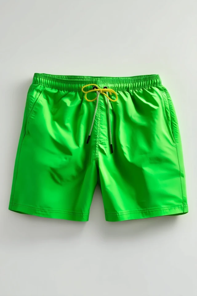 Mens Lime Green Swim Shorts Ecommerce Photo