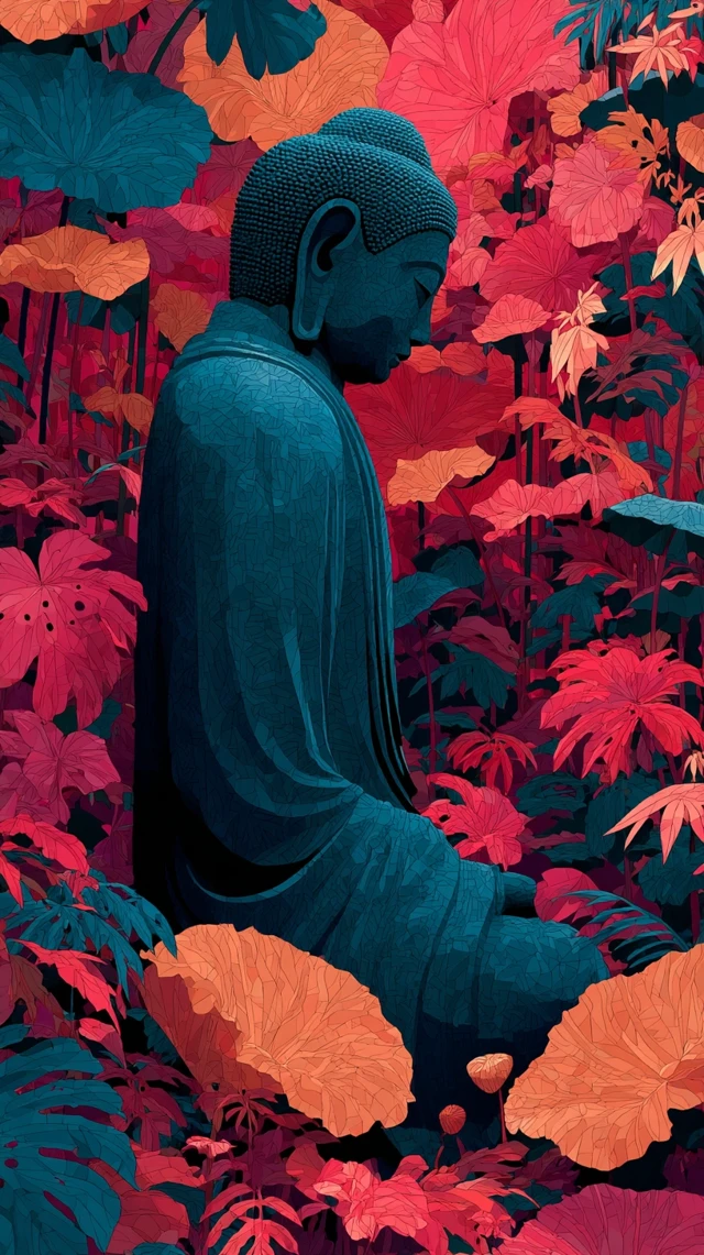 Buddha Image with Lotus Flowers Vesak Poster Art