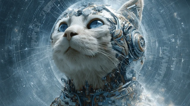 Cybernetic Cat Futuristic Universe Technology