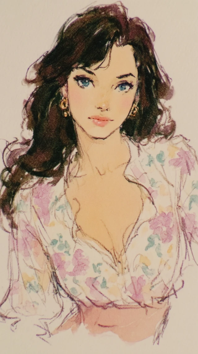 Don Bluth Style Portrait of a Beautiful Female Model