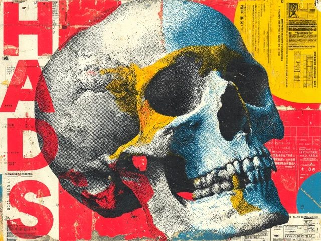 Japanese Pop Art Skull Collage Hades