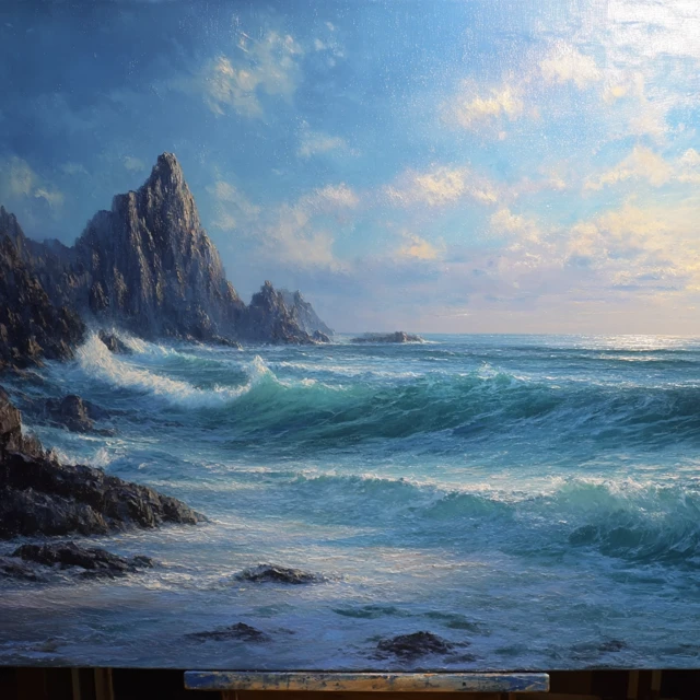 Coastal Storm Painting Scenic Landscape Art