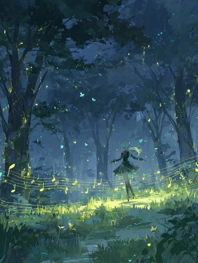 Magical Forest Clearing Anime Artwork