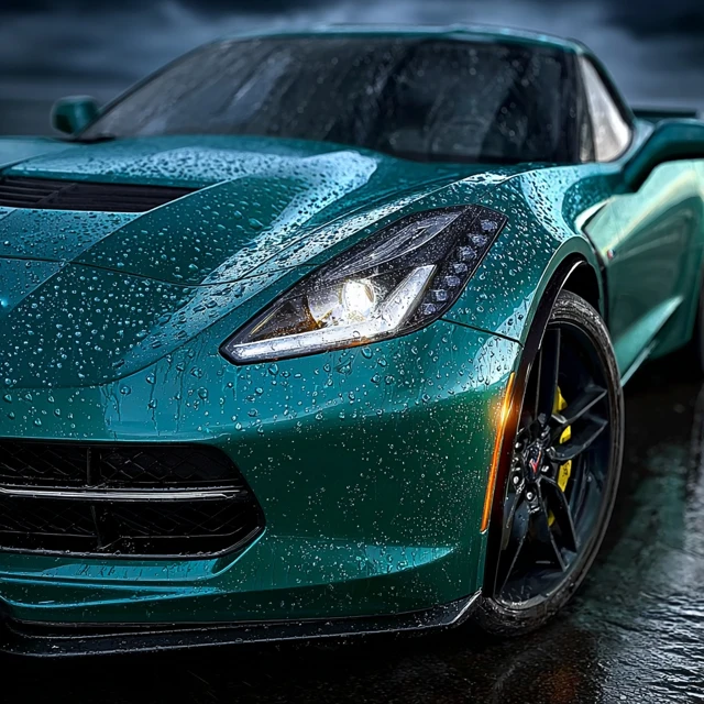 2015 Chevrolet Corvette Green Water Droplets Automotive