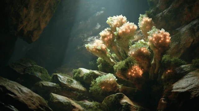 Alien Cave Plant Glowing CGI Artwork