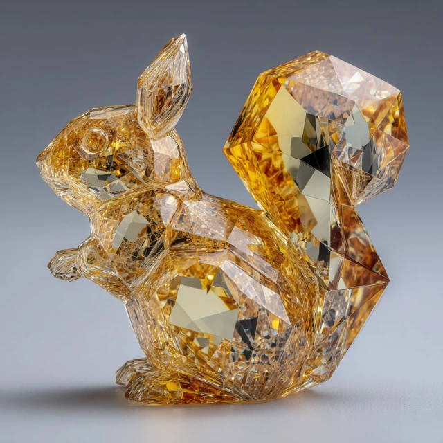 Yellow Diamond Squirrel Sculpture Art