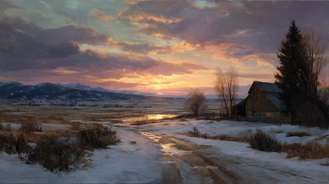 Montana Sunset Painting by Peter Murk Monsted