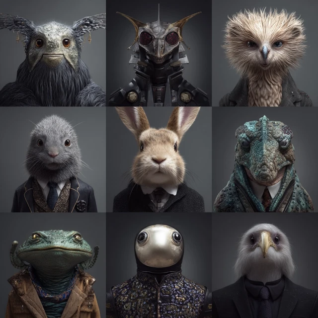 Alien Animals Dressed Up Portraits