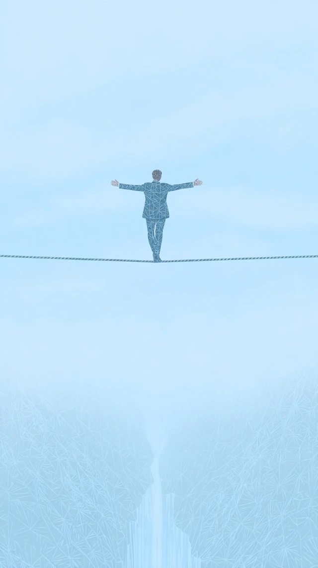Economic Balance Tightrope Walk Illustration
