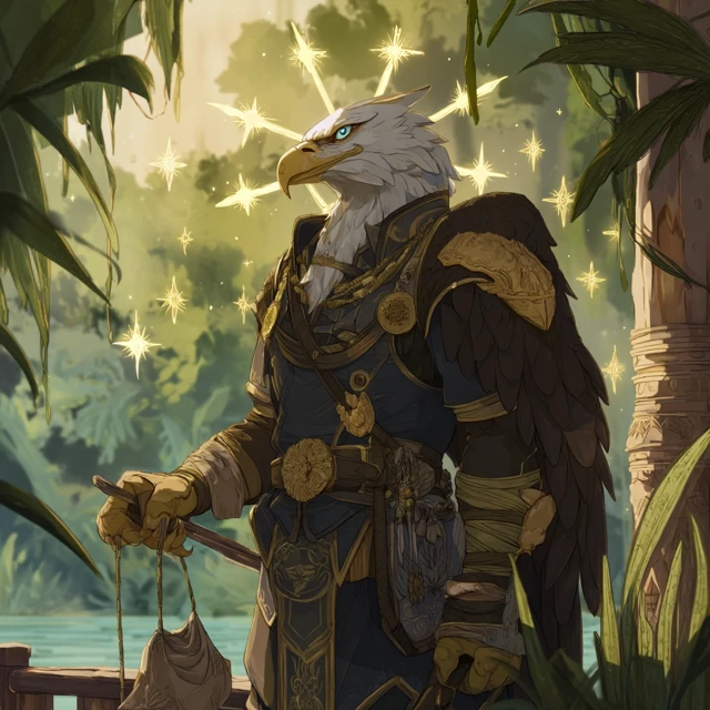 Humanoid Eagle Paladin in Jungle