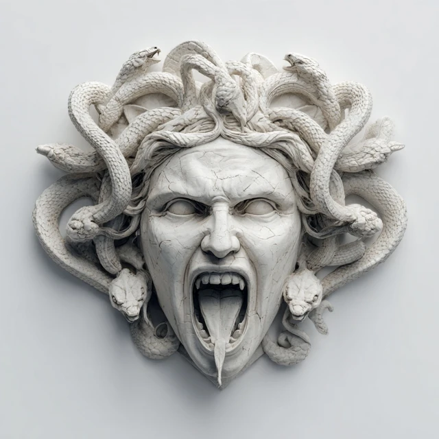 Medusa Head Sculpture Scary and Beautiful