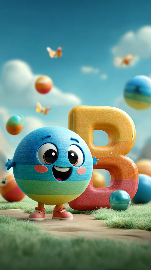 Happy Ball Character and Letter B Playtime