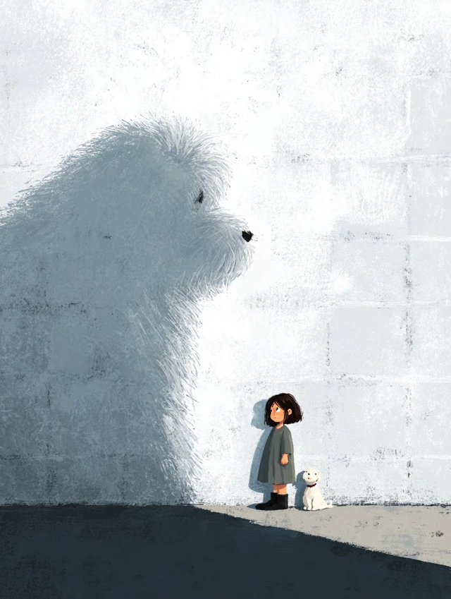 Girl and Shadow Lion Illustration for Children