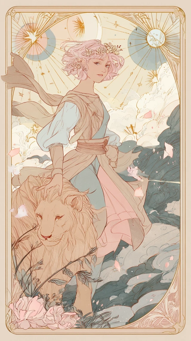 Anime Strength Tarot Card Illustration
