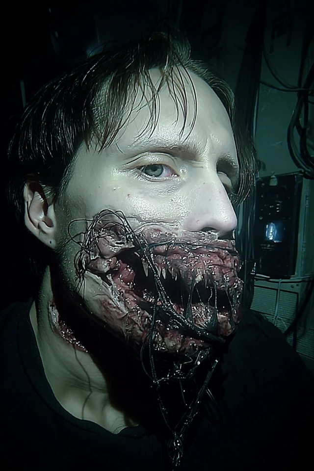 Scary Horror Portrait with Mouth Wound