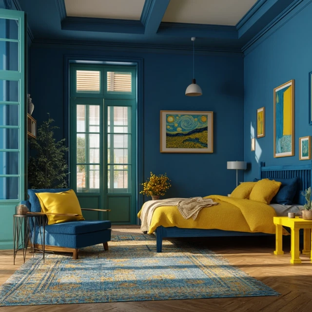 Van Gogh Inspired Bedroom Interior Design