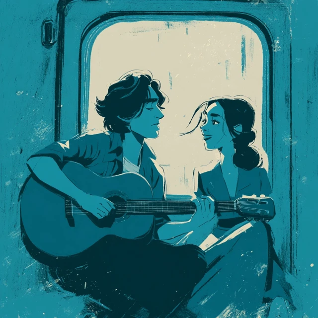 Train Romance Song Cover Art Illustration