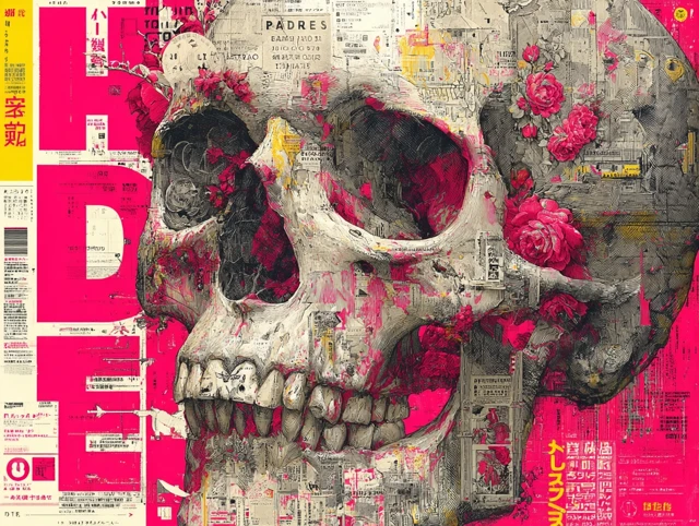 Japanese Pop Art Skull Collage Hades