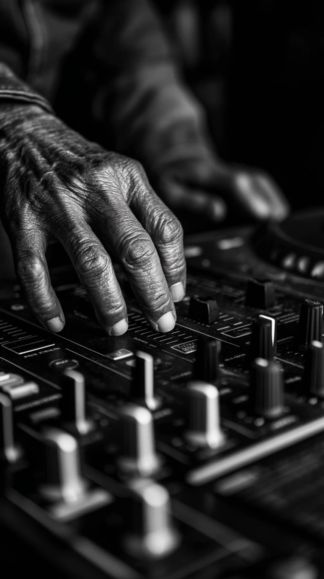 DJ Hands on Controller Black and White Photo