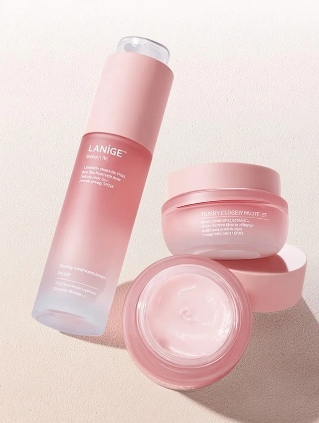 Luxury Skincare Products in Pastel Pink