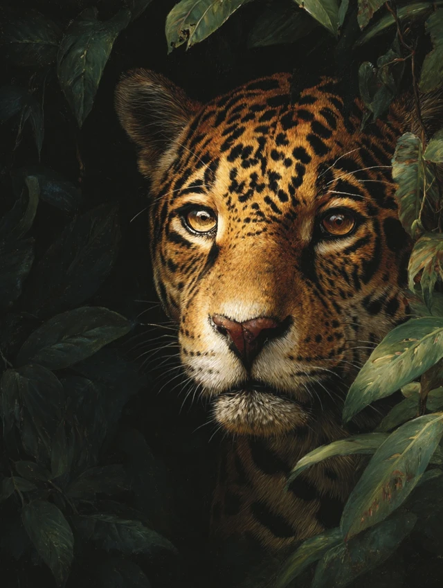 Jaguar Portrait Detailed Painting