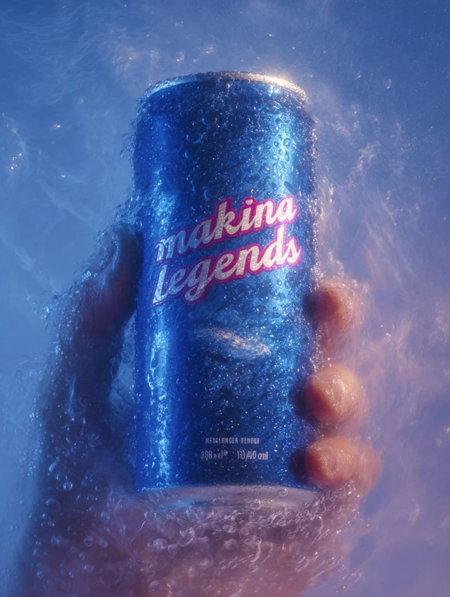 Makina Legends Blue Can Product Photo 90s Vibes