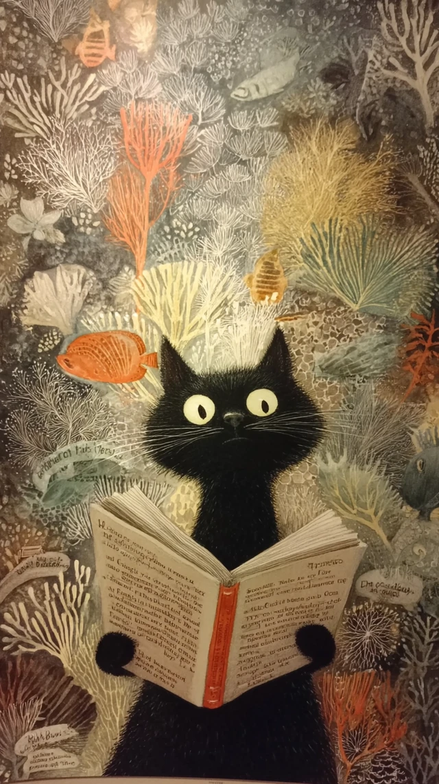 Cat Reading How to be Loud Illustration