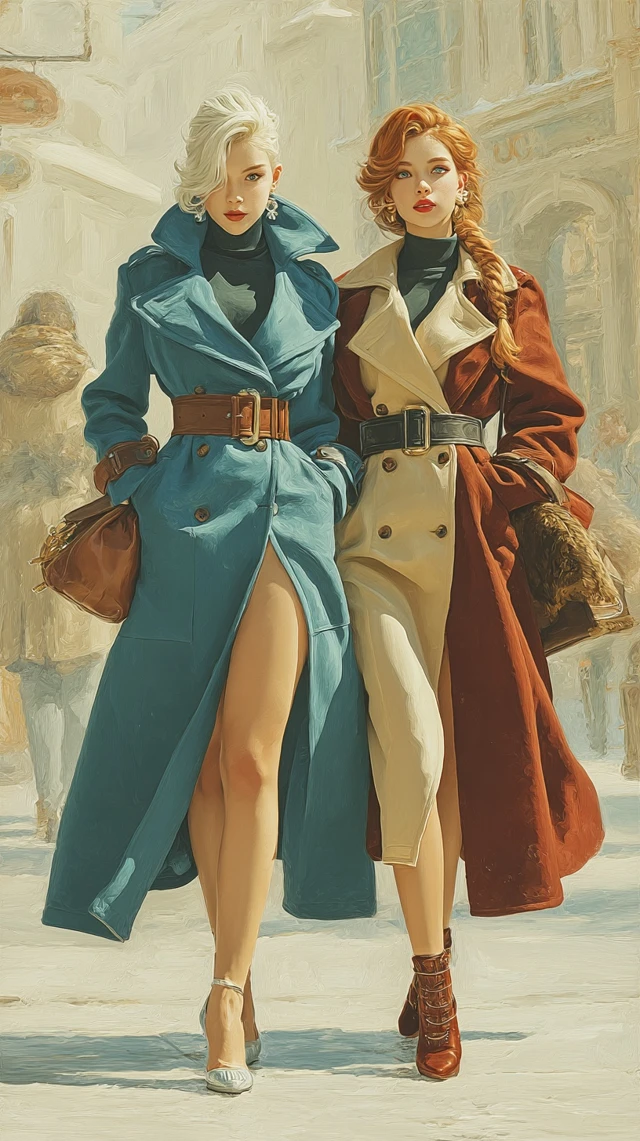Stylish Women in Coats City Street Fashion