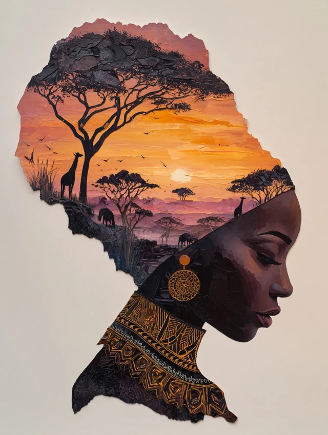 African Woman in African Art Painting