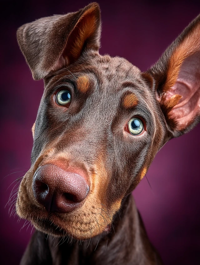 Curious Doberman Portrait Playful Expression