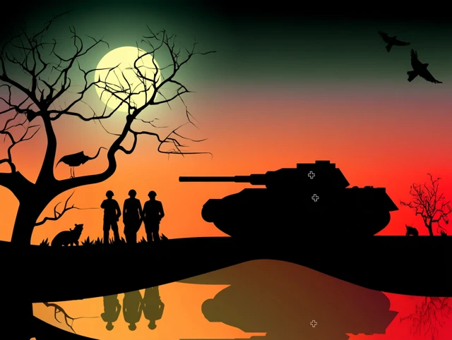 WW2 Tank and Soldiers in the European Countryside