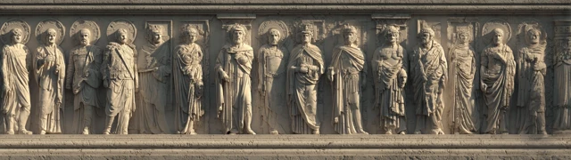 Roman Emperors Bas Relief Sculpture Temple Wall
