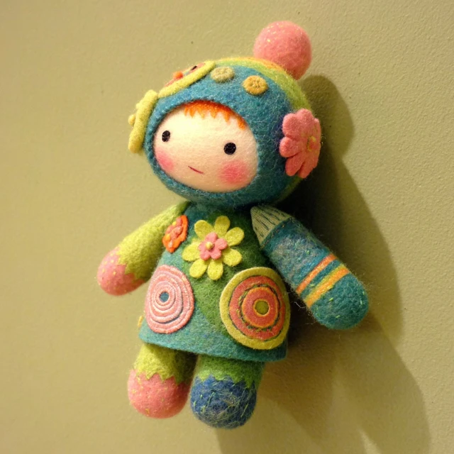 Felt Baby Doll with Textured Patches