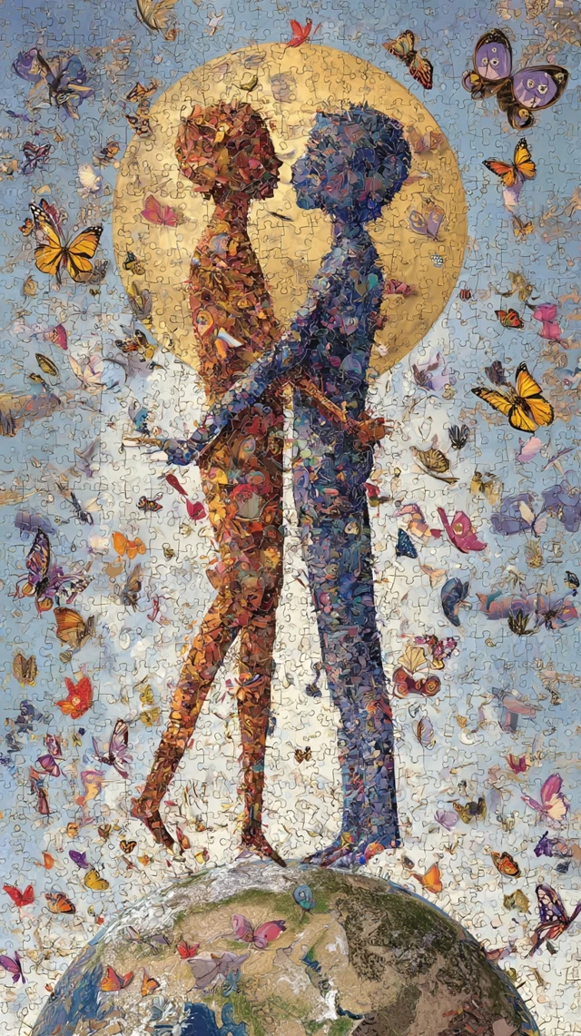 Surreal Love World Peace Art Butterflies Embrace