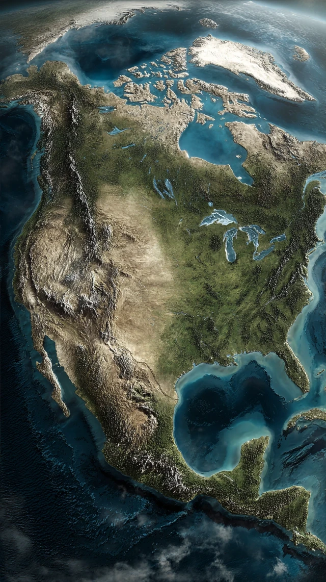 Alternate North America No Ice Age 3D Map