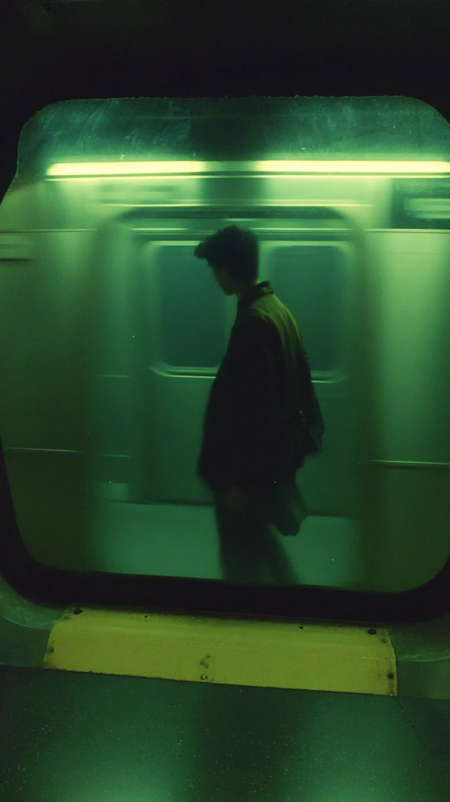 Subway Scene with Motion Blur Cinestill Style