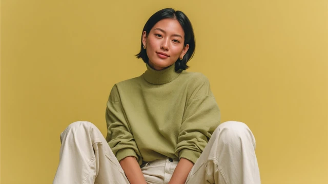 Stylish East Asian Woman Studio Portrait