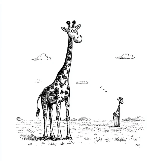 Giraffe Neck Fight Comic Illustration