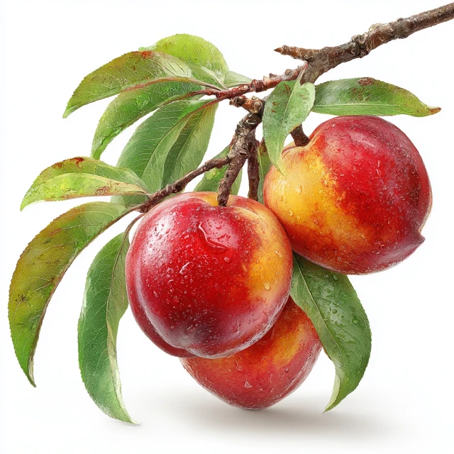 Juicy Peaches on Branch PNG Realistic