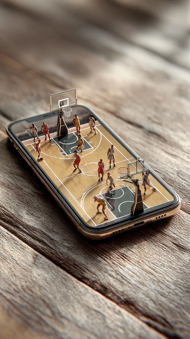 iPhone Basketball Game On Wooden Table