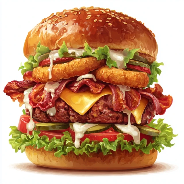 Gourmet Hamburger Illustration Delicious and Rich
