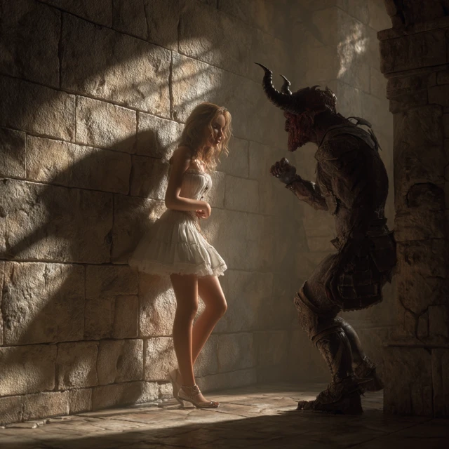 Woman Flirting with Demon Castle Shadows Drama