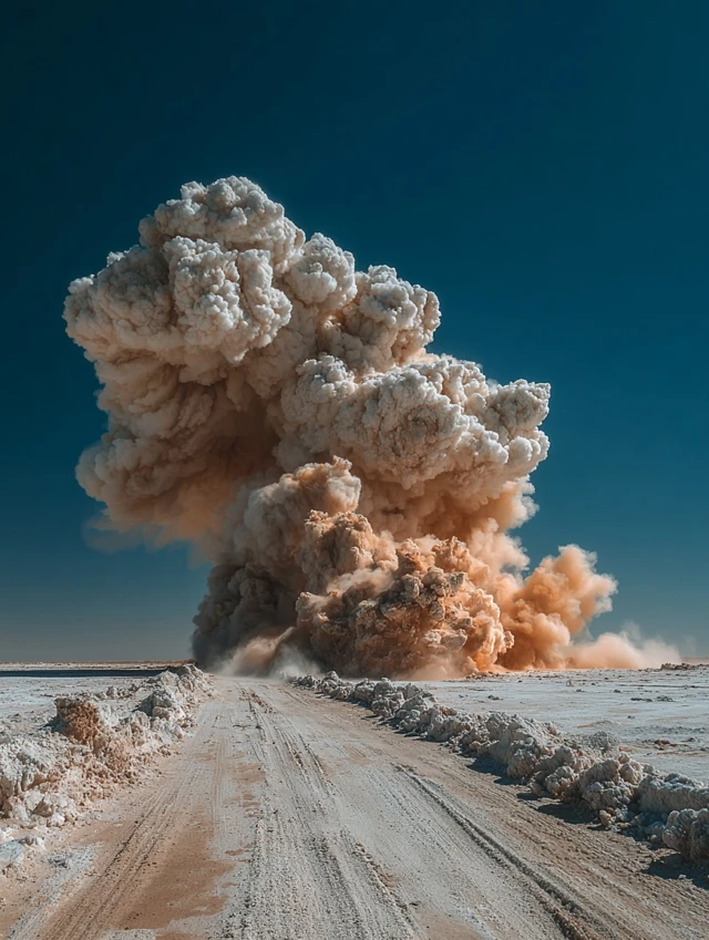 Smoke Cloud in Desert Landscape