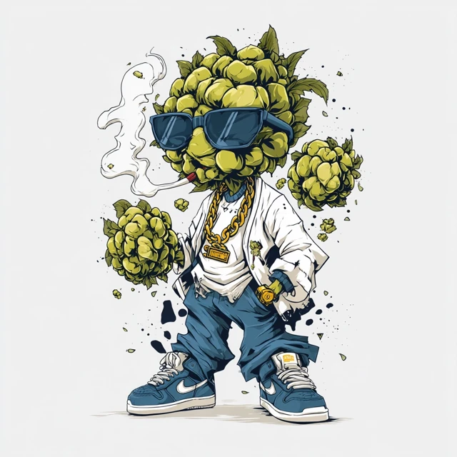 Weed Bud Mascot Cartoon Poster