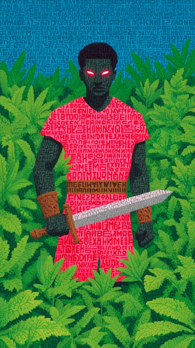 African Warrior Glowing Skin in James Jean Style